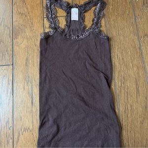 Brown vintage laced tank top